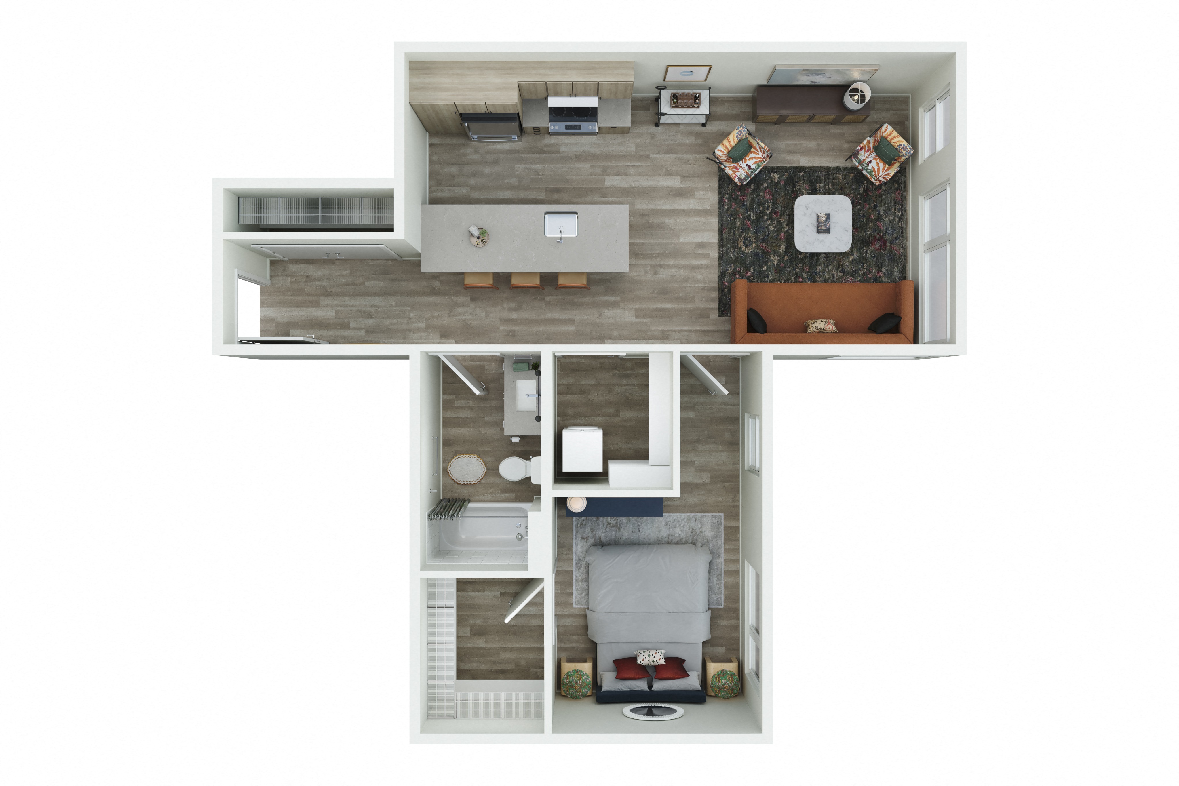 Floor plan layout diagram for 1x1 - 1.10